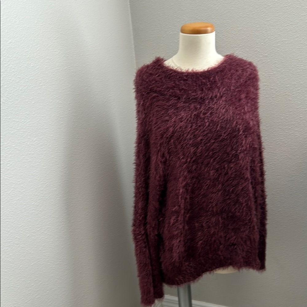 Express Purple Crew Neck Fuzzy Sweater